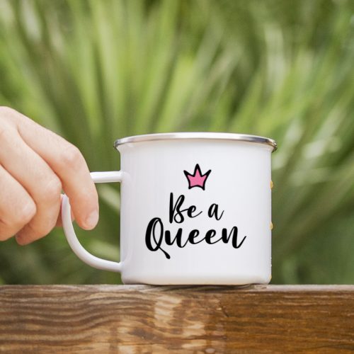 Mug métal émaillé "be a queen"