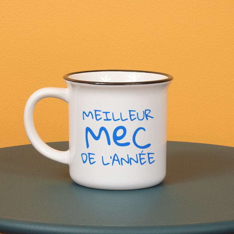 Typographie bleue pour personnaliser un mug céramique