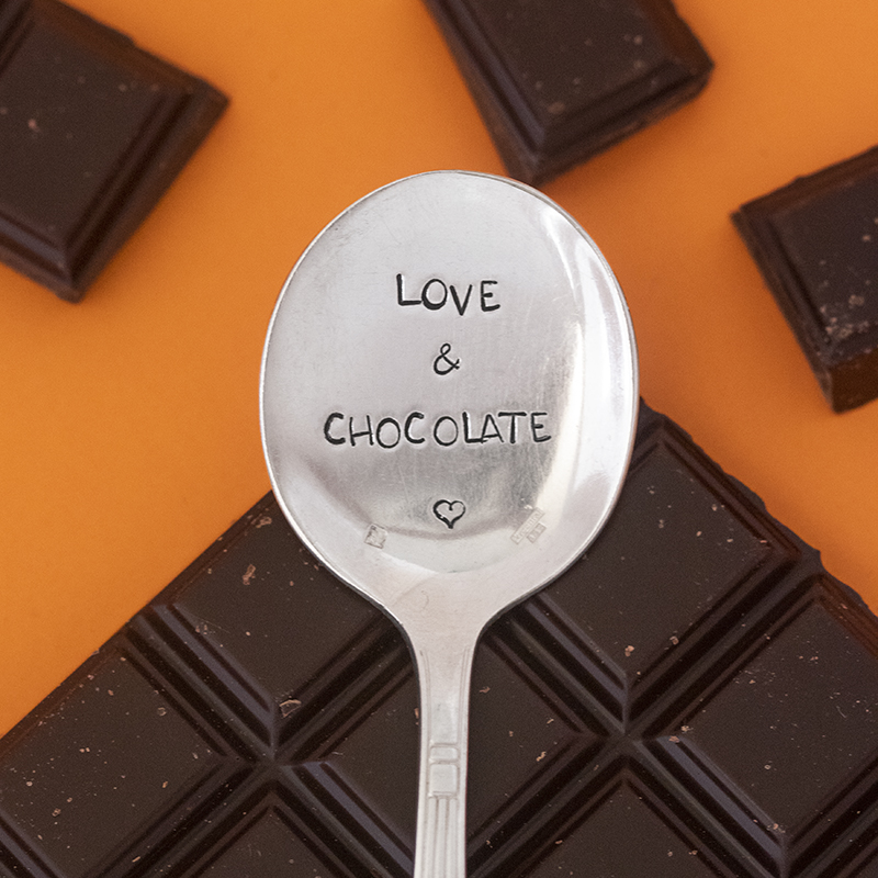 Cuillère gravée personnalisée love and chocolate