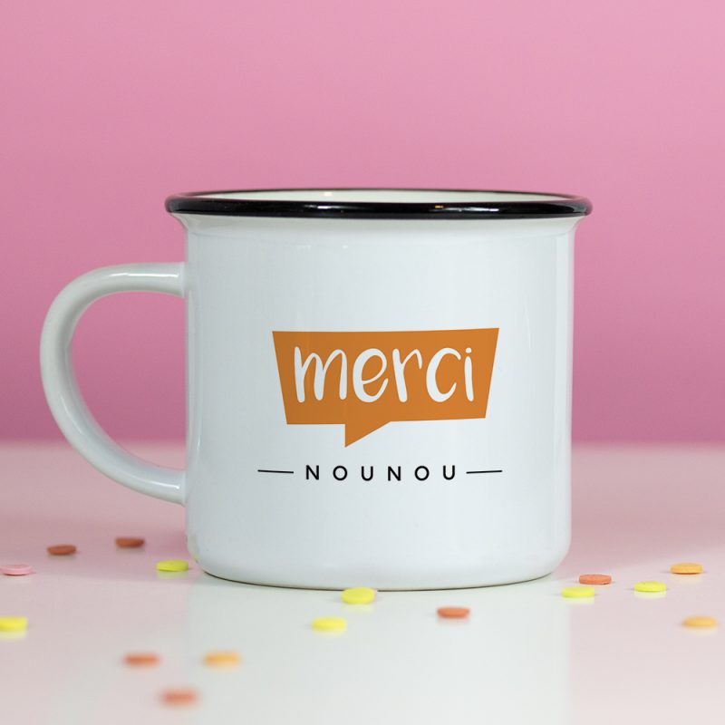 Mug merci nounou sur fond rose